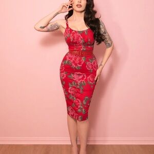 Vixen by Micheline Pitt Ingenue Wiggle Red Vintage Roses